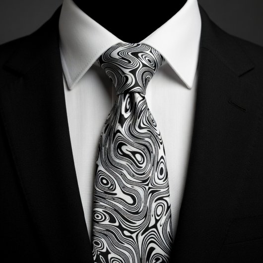 Black & White Hypnotic Swirl ネクタイ