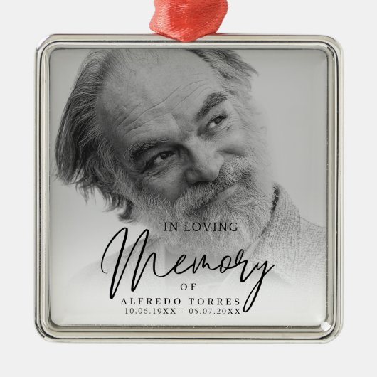 Black & White In Loving Memory Funeral  メタルオーナメント (正面)