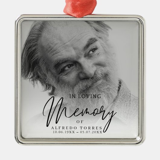 Black & White In Loving Memory Funeral メタルオーナメント (正面)