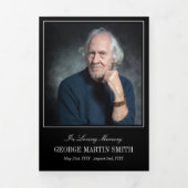 Black White In Loving Memory Photo Funeral 三つ折りプログラム (カバー)