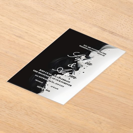 Black & White Ink Art Wedding Invitation アクリル招待状 (レイダウン)