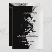 Black & White Ink Art Wedding Invitation 招待状 (正面/裏面)