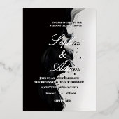 Black & White Ink Art Wedding Invitation 箔招待状 (正面)