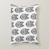 Black & White Ink & Watercolor Siberian Husky アクセントクッション (正面(垂直))