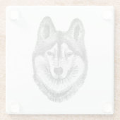 Black & White Ink & Watercolor Siberian Husky ガラスコースター (裏面)