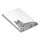 Black & White Ink & Watercolor Siberian Husky ノートブック (右側)