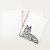 Black & White Ink & Watercolor Siberian Husky プランナー手帳 (ディスプレー)