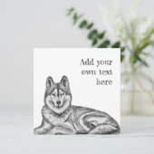 Black & White Ink & Watercolor Siberian Husky 招待状 (スタンド正面)