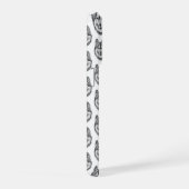 Black & White Ink & Watercolor Siberian Husky iPhoneケース (右側面)