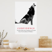 Black White Inspirational Confidence Wolf ポスター (キッチン)