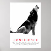Black White Inspirational Confidence Wolf ポスター (正面)