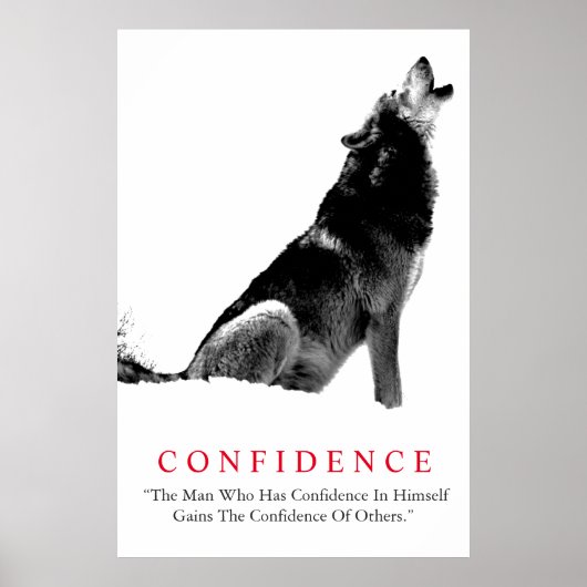 Black White Inspirational Confidence Wolf ポスター (正面)
