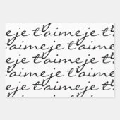 Black & White Je t'aime I Love You In フランスの ラッピングペーパーシート (正面)