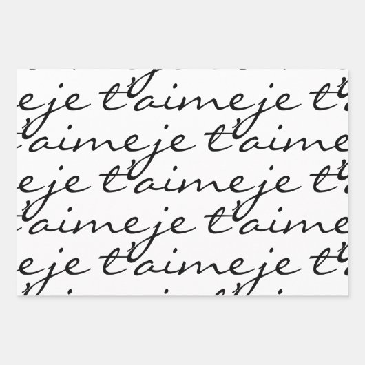 Black & White Je t'aime I Love You In フランスの ラッピングペーパーシート (正面)