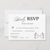 Black White Jewish Wedding Dove RSVP Card (正面)