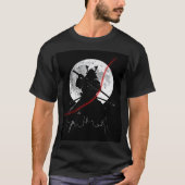 Black & White Katana Moon Art Tシャツ (正面)