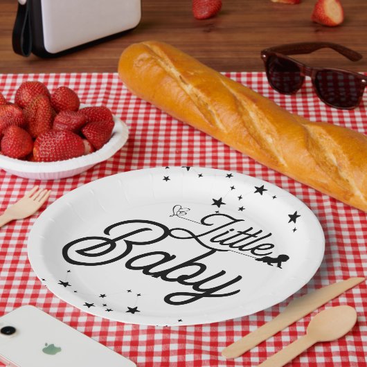 Black & White Kids Paper Plates ペーパープレート (ピクニック)