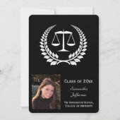 Black/White Laurel Law School Graduation 招待状 (正面)