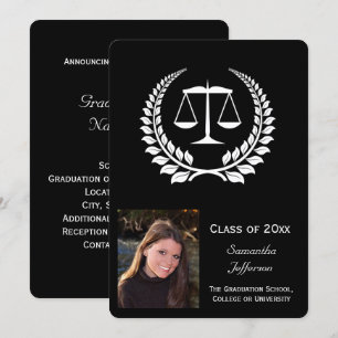 Black/White Laurel Law School Graduation 招待状