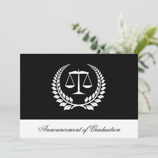 Black/White Laurel Law School Graduation Invitatio 招待状 (スタンド正面)