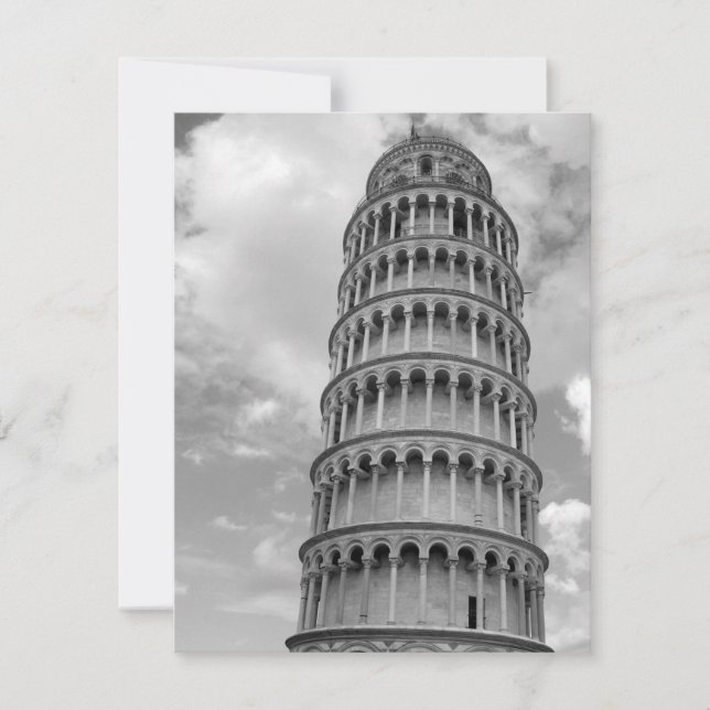 Black White Leaning Tower of Pisa Italy (正面)