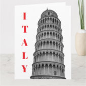 Black White Leaning Tower of Pisa Italy カード (正面)