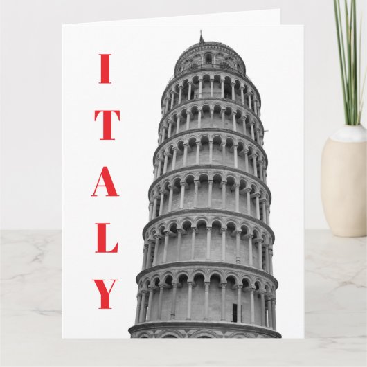 Black White Leaning Tower of Pisa Italy カード (正面)