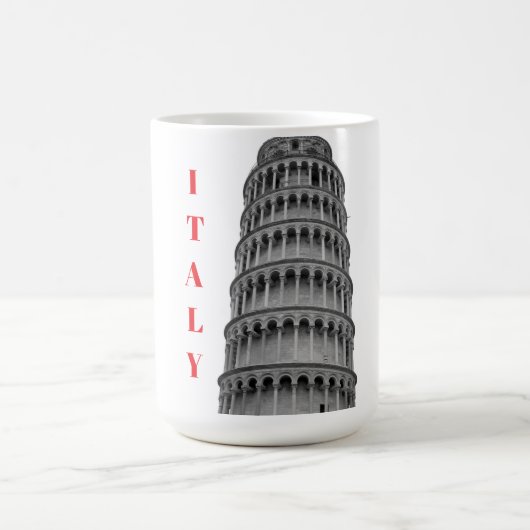 Black White Leaning Tower of Pisa Italy コーヒーマグカップ (中央)