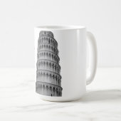 Black White Leaning Tower of Pisa Italy コーヒーマグカップ (正面右)