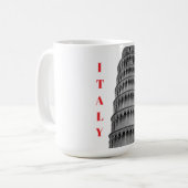 Black White Leaning Tower of Pisa Italy コーヒーマグカップ (正面左)