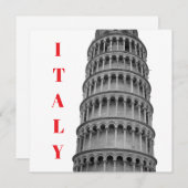 Black White Leaning Tower of Pisa Italy シーズンカード (正面/裏面)