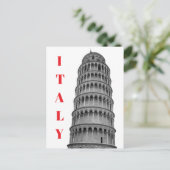 Black White Leaning Tower of Pisa Italy シーズンポストカード (スタンド正面)
