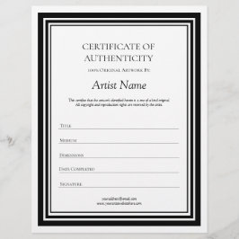 Black & White Letter of Authenticity レターヘッド