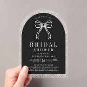 Black White Line Art Coquette Bow Bridal Shower アクリル招待状 (インサイチュ (ポータブル))