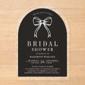 Black White Line Art Coquette Bow Bridal Shower アクリル招待状 (正面)