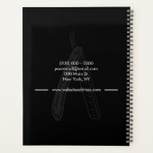 Black White Lineart Logo Razor Barber プランナー手帳 (裏面)