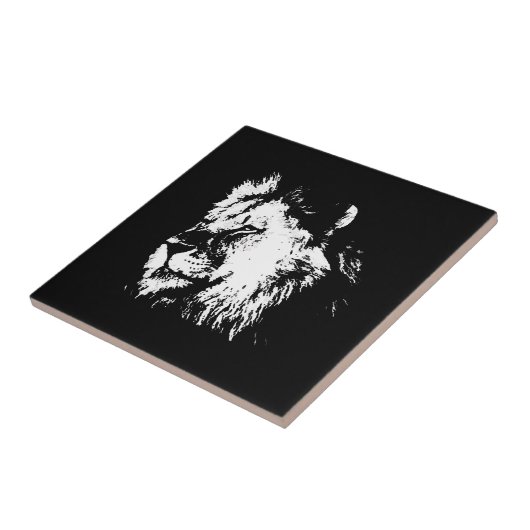 Black White Lion - Animal Pop Art タイル (側面)