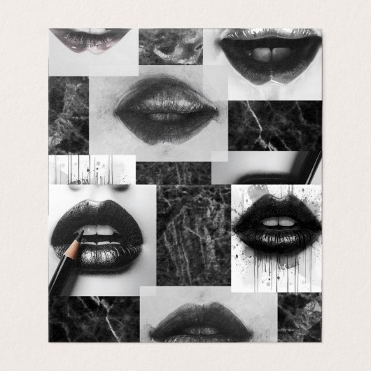 Black & White Lips Collage Folded Card (外部フラット)