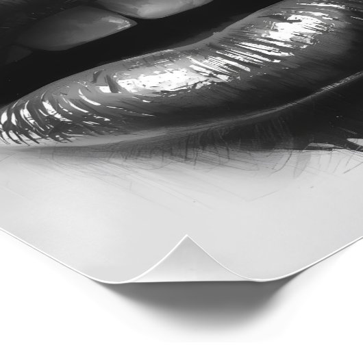 Black & White Lips Collage Glossy Poster ポスター (コーナー)