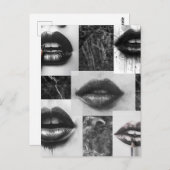 Black & White Lips Collage Postcard ポストカード (正面/裏面)