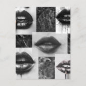 Black & White Lips Collage Postcard ポストカード (正面)