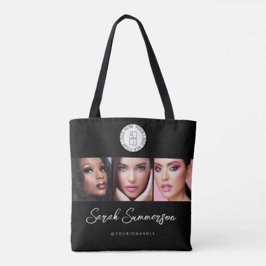Black White Logo 3 Photo Makeup Studio トートバッグ (裏面)