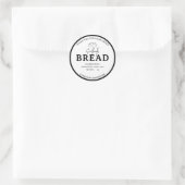 Black White Logo Bakery Sourdough Bread Sticker ラウンドシール (バッグ)
