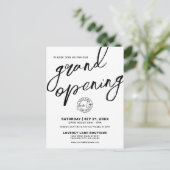 Black White Logo Business Grand Opening Invitation ポストカード (スタンド正面)