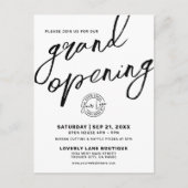 Black White Logo Business Grand Opening Invitation ポストカード (正面)