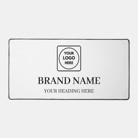 Black White Logo Custom Business desk mat デスクマット (正面)