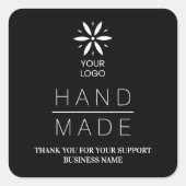 Black White Logo Minimal Business Support TMF26 スクエアシール (正面)