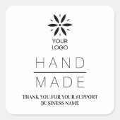Black White Logo Minimalist Business Support TMF26 スクエアシール (正面)