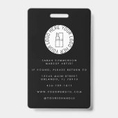 Black White Logo Photo Makeup Employee バッジ (裏面)