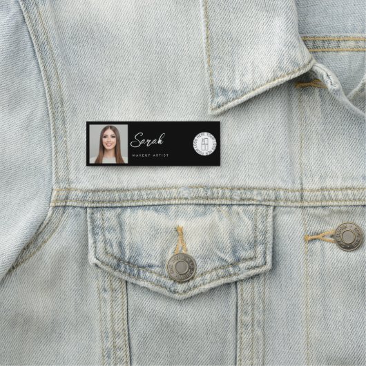 Black White Logo Photo Makeup Employee 名札 (インサイチュ)